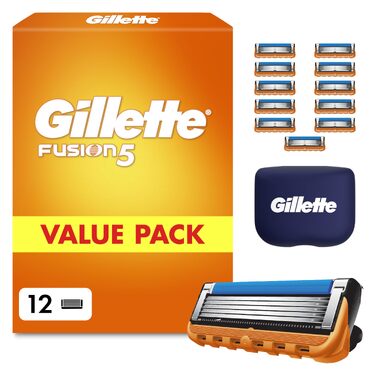 Смінні касети для бритви Gillette Fusion 5 для чоловіків, 28 шт, помаранчеві (12 лез + захисні ковпачки)