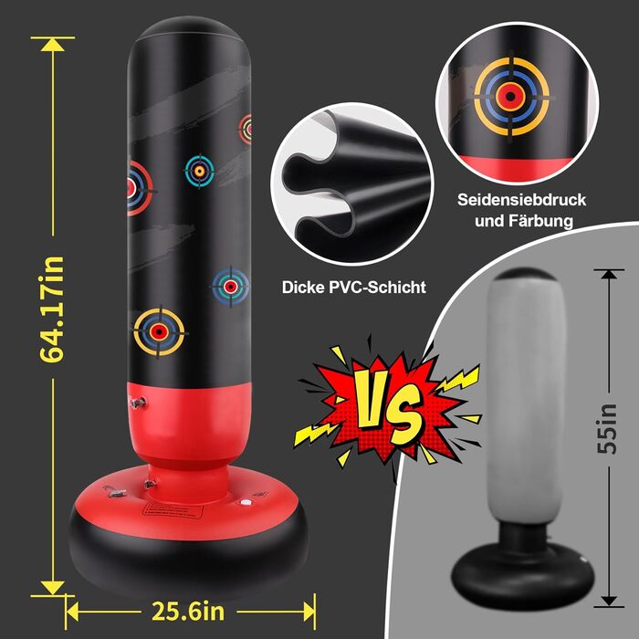 Дитячий боксерський мішок для карате та тхеквондо - 160 см, стоячий, для зняття стресу, з повітряним насосом. Підходить для хлопчиків та дівчаток 3-10 років