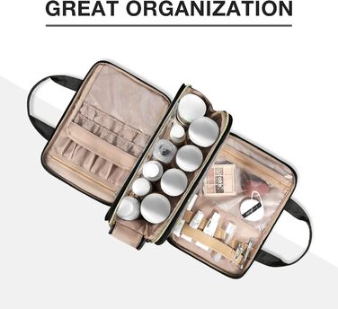 Сумка для косметики BAGSMART для подорожей, чорна, середнього розміру. Сумка-органайзер для туалетних аксесуарів, косметики та необхідних речей у подорожі.