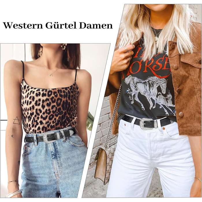 Жіночий шкіряний ремінь JasGood для джинсів та штанів. Вінтажний стиль, Західний дизайн. Розміри: M (110 см), XXL (140 см)