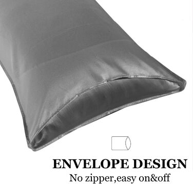 Silk 22 Momme Silk Pillowcase Set of 2, 100% Mulberry Silk Pillowcase for Hair and Skin with Envelope Closure, Soft and Smooth Silk Pillowcase, 50 x 66 cm Grey Grey 50x66cm