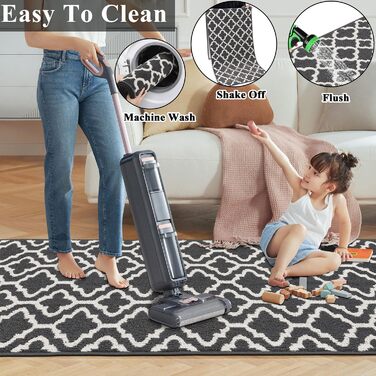 Придверний килимок SHACOS 60x180 см, вологостійкий та протиковзкий килим для входу, коридору та тераси, темно-сірий, можна прати