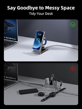 Бездротова зарядка 3-в-1 MagSafe для Samsung Galaxy S25 Ultra та інших моделей, з підтримкою годинників та навушників