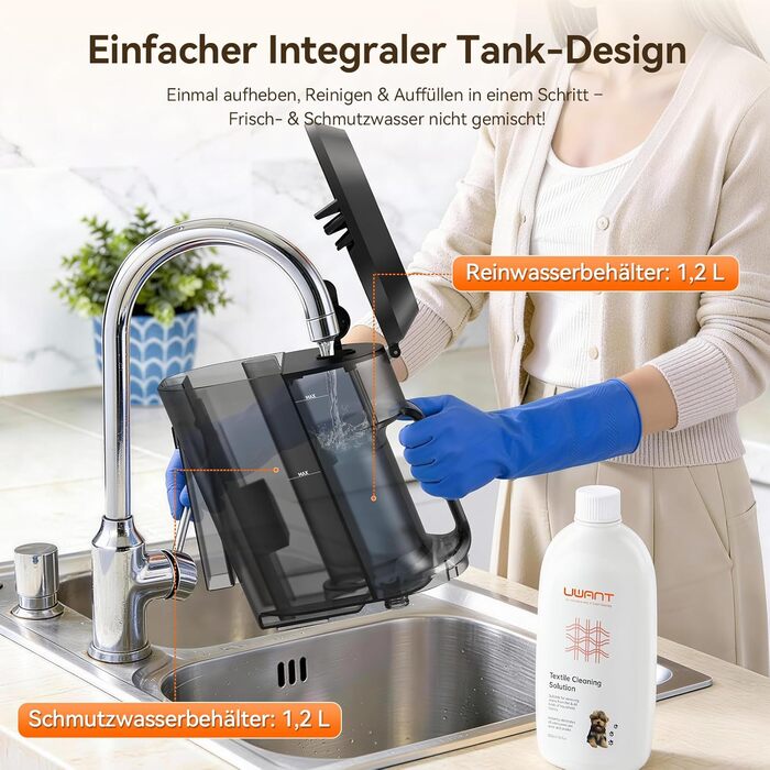 Пароочисник Uwant Y100 3-в-1 для диванів, килимів та авто. Потужність 1750W, 18KPA, з самоочищенням та 7 насадками. Гарантія 2 роки.