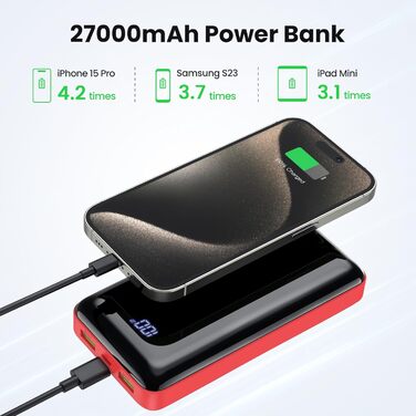 Power Bank Bextoo 27000mAh 22.5W PD Червоний - Зовнішній акумулятор для телефону