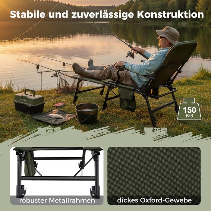 Крісло розкладне Costway Angelstuhl з підставкою для ніг, регульованою спинкою та високою подушкою, для кемпінгу, риболовлі та відпочинку