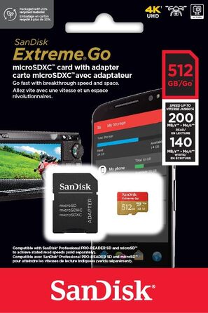 Карта пам'яті SanDisk Extreme microSDXC 128GB з адаптером, швидкість читання до 190МБ/с, клас A2, V30