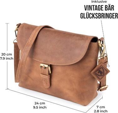 Сумка через плече Berliner Bags Catalina вінтажна шкіряна, Camel - жіноча кросбоді сумка середнього розміру з магнітним закриттям