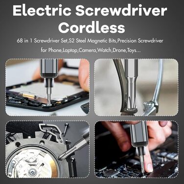 Міні-електродриль/викрутка преміум-класу 68в1 з магнітними бітами для ремонту iPhone, ноутбуків, годинників