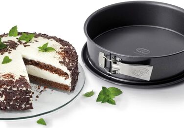 Dr. Oetker Springform, Ø 28 cm, leak-proof cake pan, round steel baking pan with ceramic-reinforced non-stick coating (Color: gray), Quantity: 1 piece