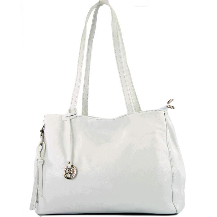 Сумка жіноча шкіряна Modamoda T205 біла, шопер ручної роботи з Італії