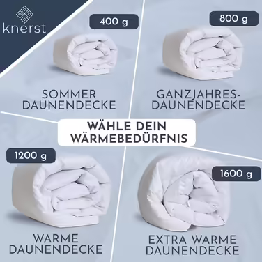 KNERST Summer Quilt 155x220 cm Made in Germany - Summer Down Quilt 155x220 - soft Bedspread 155x220 - Summer Bedspread with Ökotex & Downpass Certification - Down Bedspread with Down & Feathers