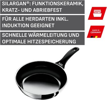 Сковорода Silit Professional Silargan 20 см з високими бортами, для індукції 1.28л, керамічне покриття, чорна ручка