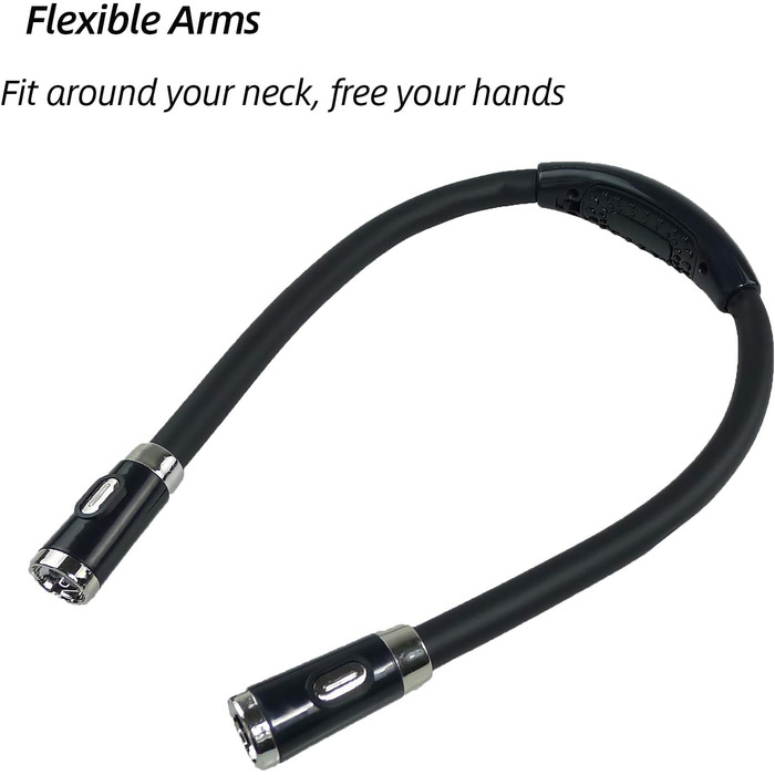 LED лампа для читання GRSTREE з гнучкими підлокітниками, 3 режими яскравості, для читання в ліжку, рукоділля, чорного кольору