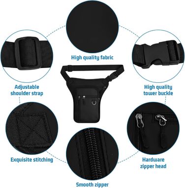 Чоловіча/Жіноча нагрудна сумка-чохол на ногу, валіза на стегно, чорна. Багато кишень, водонепроникна, для мотоцикла, походів, хайкінгу