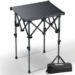 Складний кемпінговий стіл Anbte алюмінієвий 67x58 см, регульована висота (44/70 см), вантажопідйомність до 150 кг, з сумкою для зберігання - для пікніка, саду, балкону