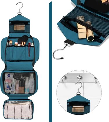 Чоловіча/Жіноча дорожня косметичка-органайзер з 4 відділеннями, велика місткість, компактна, зелена