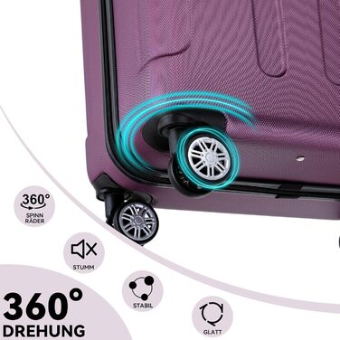 Чохол-валіза Beibye з кодовим замком, 4 колеса (чорний, фіолетовий, 66 см)