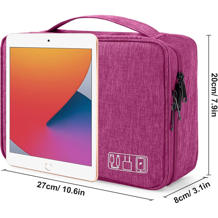 Водонепроникний органайзер для електроніки з 2 відділеннями: SD-картки, флешки, Power Bank, 27x20x8 см (фіолетовий)