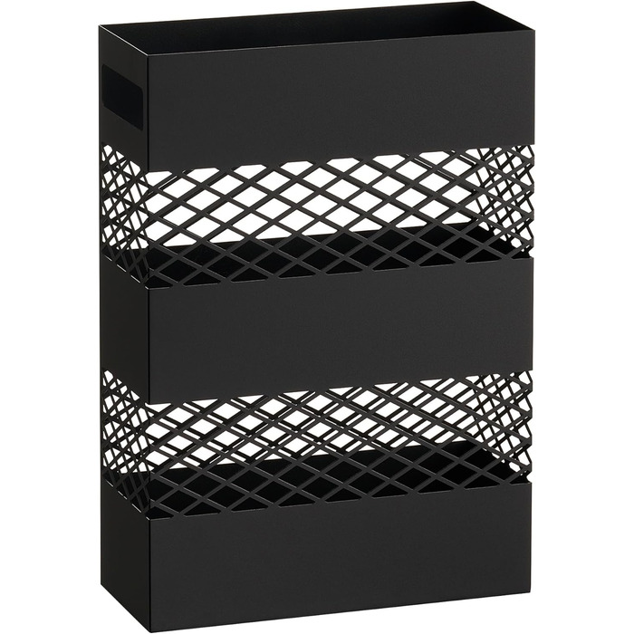 LANDVOI Metal Umbrella Stand - Rectangular, Portable, with Removable Drip Tray - Black