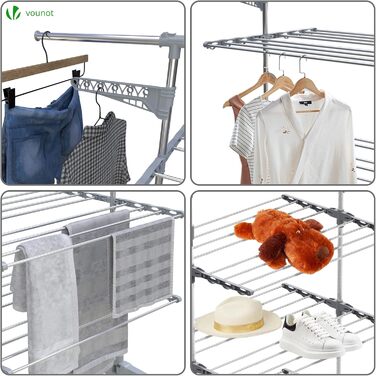 Сушарка для білизни VOUNOT Turm - турнічна сушарка з нержавіючої сталі, 23м довжини, 3 рівні