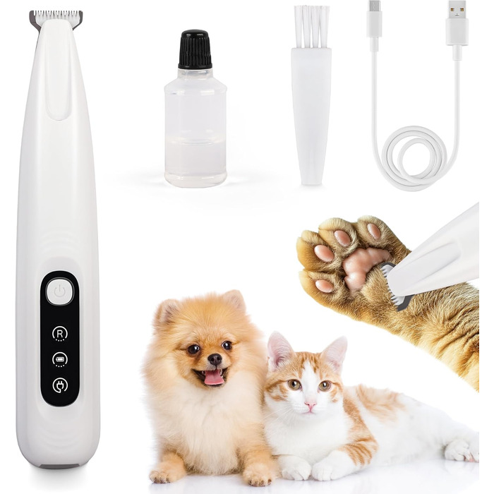 Триммер для собак ALL FOR PAWS з LED-підсвічуванням – 18 мм, тихий (35 дБ), водонепроникний (IPX4), USB, для догляду за лапами, вухами, обличчям та спиною