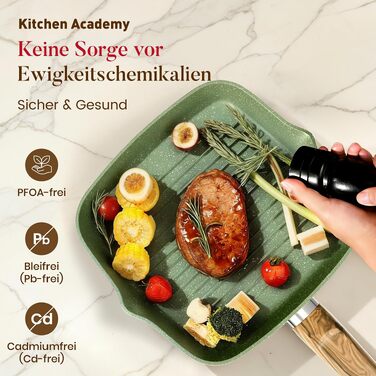 Набір посуду Kitchen Academy для індукційних плит, 17 предметів, антипригарне покриття, зелений