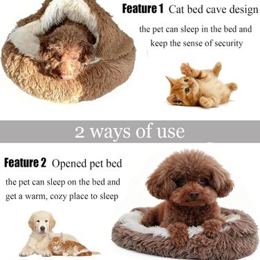 М'яке ліжко для собак та котів у формі мушлі, 60x60 см, Khaki. Зручне, тепле, м'яке ліжко для домашніх тварин, легко миється.