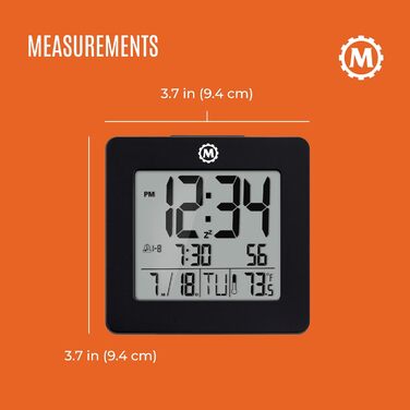 Marathon Alarm Clock | Digital Clock with Date, Temperature, and Calendar | Dual Alarm with Snooze Function and 7 Language Options | Backlit
