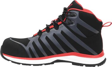 Робочі черевики ELTEN Jori Rapid Black-red Mid ESD S3S, чоловічі та жіночі, текстиль, пластикова захисна капа, легкі, спортивні, 44 EU, чорний/червоний