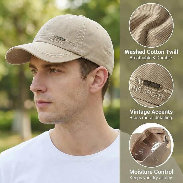 Кепка бейсболка YAMEE джинсова унісекс для чоловіків та жінок, спортивна шапка для активного відпочинку, риболовлі, кемпінгу, один розмір (2/Бежевий)