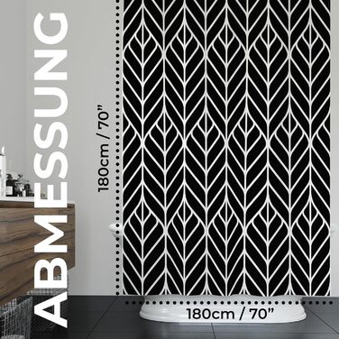Шторка для душу 180x180 см | Шторка для ванни з антигрибковим покриттям | Сіра шторка для ванни з геометричним дизайном | Шторка для душової кабіни