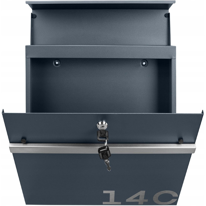 Поштова скринька настінна Anthrazit RAL 7016 для газет, велика (XXL, Laser 2) з можливістю нанесення адреси