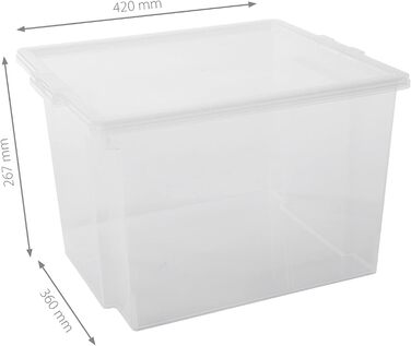 Iris Ohyama Versatile Storage Boxes, 30L, 6-Piece Set, Easy-Close Lid, Stackable, Plastic, For Closet, Shelves, Organization, Clothing, Bedding, Garage, USB-M (Transparent, 30L / 3-Piece Set)