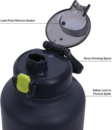 GiNT Ізольована пляшка для води з нержавіючої сталі для собак та людей, багаторазова поїлка-дозатор знімними мисками та сумкою, не протікає, для прогулянок, походів, кемпінгу, авто (темно-сірий)