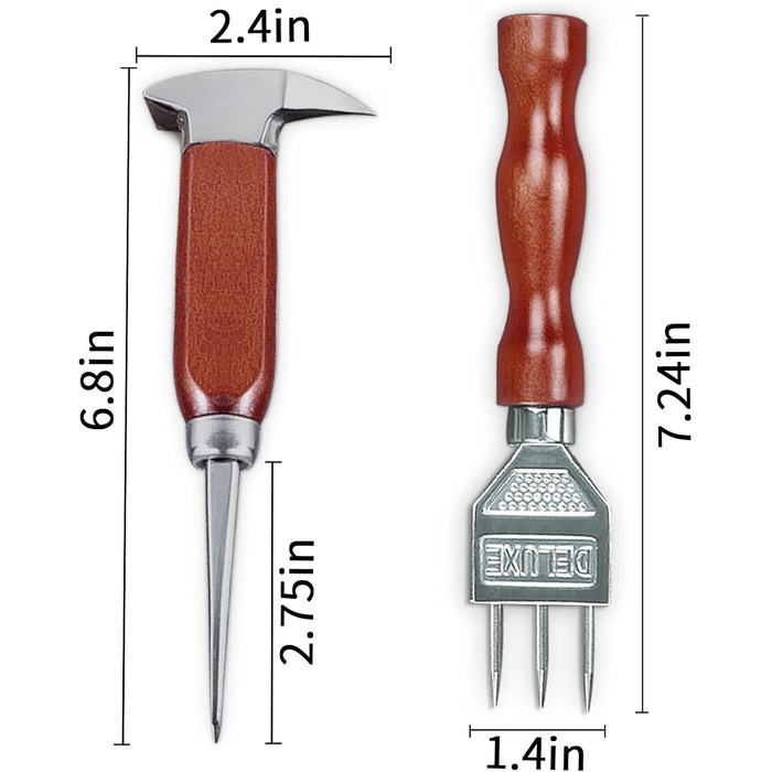 SuproBarware Ice Pick Set with 5-18.2 cm and 17.2 cm Stainless Steel Ice Crusher with Wooden Handle, Japanese Style, Ideal for Bars and Home