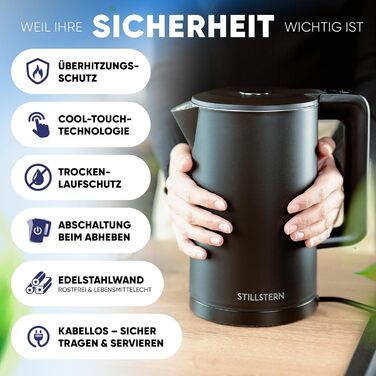 Stillstern Kettle with Temperature Setting [1.7L | 40-55-70-85-100°C], 12 Hour Keep Warm, Precision Stainless Steel Spout, Anti-Fingerprint, Fast Heating [2200W], Quiet, Stable Base