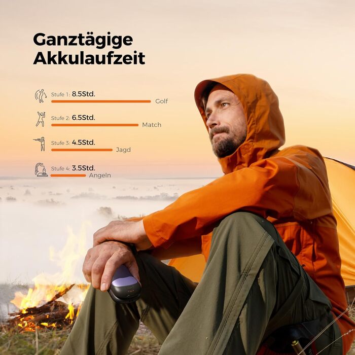 Електричні грілки для рук OCOOPA 2 шт., 10000mAh Powerbank, USB, 4 режими, до 58°C, для чоловіків, ідеально для гольфу, полювання та кемпінгу, UT3 PRO (Чорний/Фіолетовий)