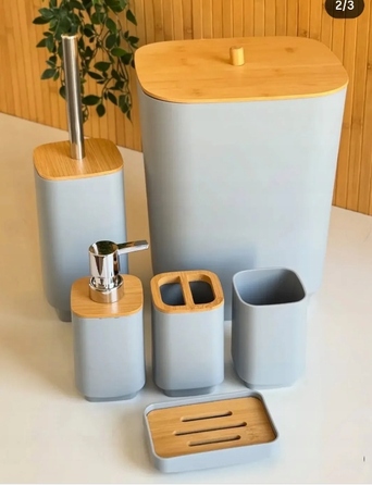 Комплект аксесуарів для ванної кімнати квадратний, 6 предметів, білий 49811