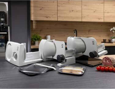 EUREL RS92 Electric Food Processor - Stainless Steel Blade, Adjustable 0-15mm, Glass Plate, Serving & Storage Set, 100W