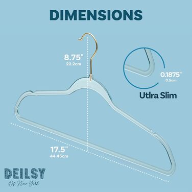 Плечики для одягу DEILSY пластикові, прозорі з золотистим гачком (50 шт) - міцні, тонкі, для сорочок та штанів