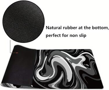 Великий килимок для столу 800x400 мм - ігровий килимок для миші з прошитими краями, неслизька підкладка, килимок для клавіатури та миші Black & White Abstraction