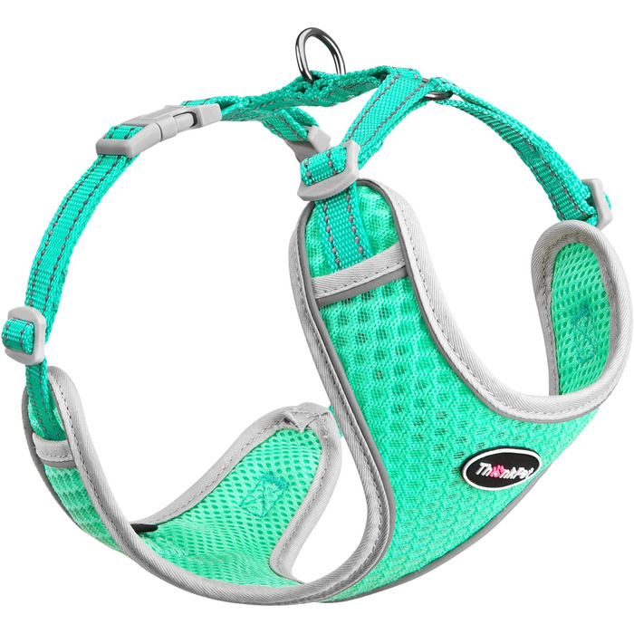 Шлейка для собак ThinkPet No-Pull, дихаюча, для маленьких, середніх та великих собак, регульована, м'яка, для прогулянок, з контролем, з підкладкою, світловідбиваюча (зелена, S, 1 шт.)