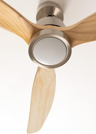 Стеляний вентилятор WINDSTYLANCE з натурального дерева з підсвічуванням, Ø132 см, Wi-Fi, пульт ДК, 6 швидкостей, DC-двигун, літньо-зимовий режим