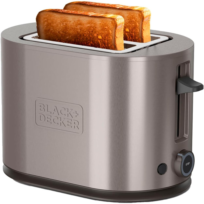 Тостер BLACK+DECKER BXTO1960E з цифровим керуванням, 1960 Вт, 6 рівнів підсмажування, 4 відділення, функції: стоп, підігрів, розморожування, автоматичне центрування, підігрівач для тостів