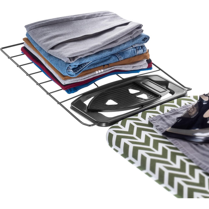 Прасувальна дошка KADAX з висувною полицею, 120x42 см, регульована висота, антиковзні ніжки (Зелена)