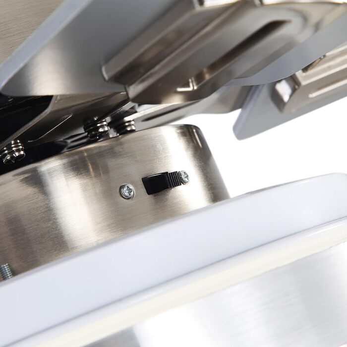 Вентилятор стельовий FINXIN з LED-лампою 132/122 см для спальні, вітальні, їдальні. 5 лопатей, Brushed Nickel, з пультом керування