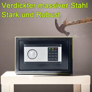 Сейф YRHome 12L Mini Tresor для дому з цифровим замком, батарейним відсіком та 2 ключами, з сигналізацією. Сталевий сейф для дому.