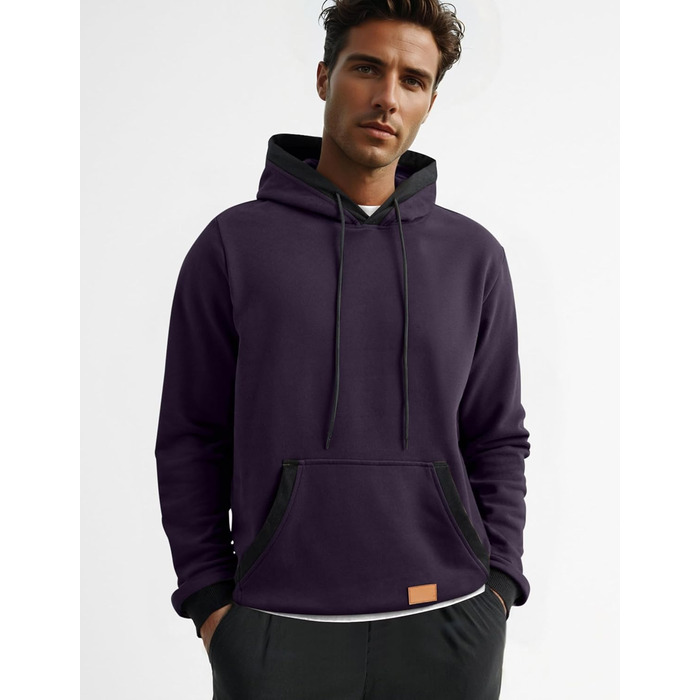 Світшот з капюшоном JMIERR для чоловіків, теплий, з кишенею, бавовна, колір зелений (L, фіолетовий)
