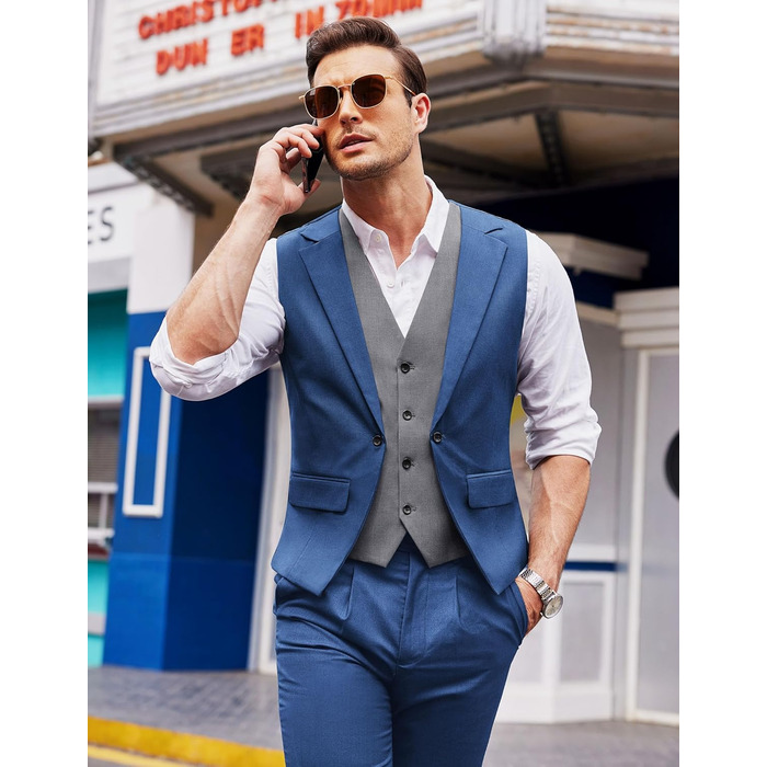 Жилет чоловічий COOFANDY стильний, для весілля та ділових зустрічей, колір Кьонігсблау, розмір 4XL